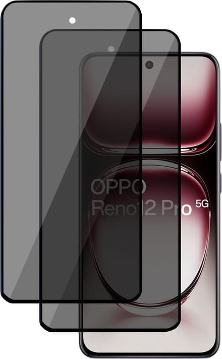 2x Privé Screenprotector geschikt voor OPPO Reno 12 / 12 Pro Screenprotector - Privacy Beschermglas - Privacy Proteqt+