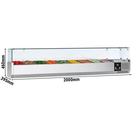 GGM Gastro Kühlaufsatzvitrine PREMIUM - 2000x395mm - 9x GN 1/3 Zilver