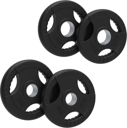 Olympische schijvenset 15kg - tri-grip - rubberlaag - 50mm gat