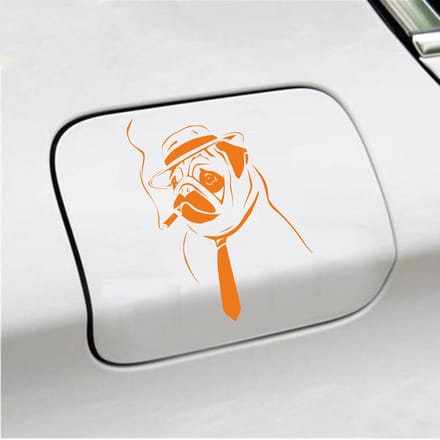 Bumpersticker - Hond Rokend - 10 X 13,6 - Oranje