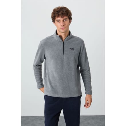 Mannen Pluche Half-Zip Sweatshirt