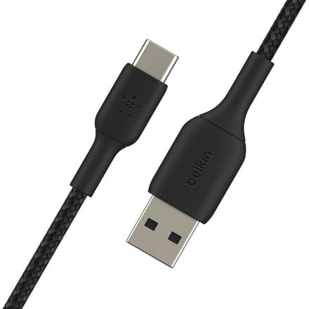 Belkin BOOST↑CHARGE Braided - USB-A naar USB-C Kabel - 3 Meter - 12W - Zwart