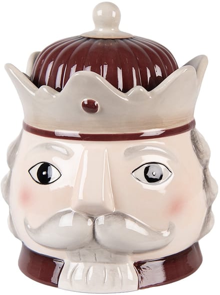 Clayre & Eef Voorraadpot Notenkraker Ø 16x19 cm Beige Keramiek