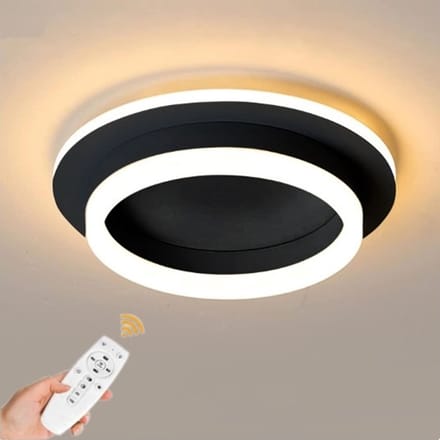 Moderne Acryl Plafond Verlichting - Met Afstandsbediening Dimbaar & APP - Zwart - 35 cm - Plafoniere