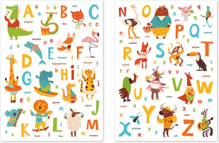 Stickers - Dieren Alphabet - Scrapbook Hobby DIY - 2 Stickervellen - 0.8-5.7cm - 130 Stuks
