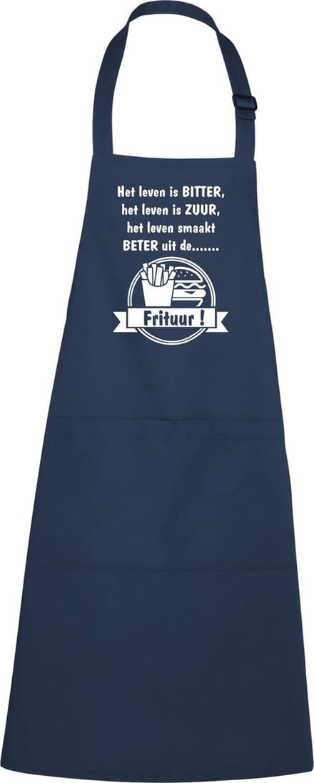 mijncadeautje - luxe schort - Alles smaakt beter uit de frituur - blauw/navy