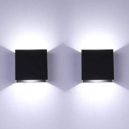 2x Zwarte LED Wandlamp Binnen - Moderne Up Down Verlichting 6W Koudwit Aluminium