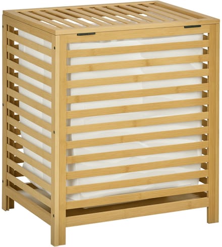 Killogood Bamboe wasmand - verwijderbare waszak - waterbestendig - natuurlijk + beige