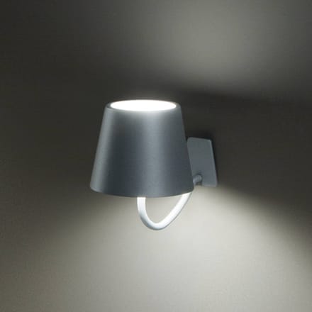 Zafferano Poldina accu-wandlamp, haak, wit