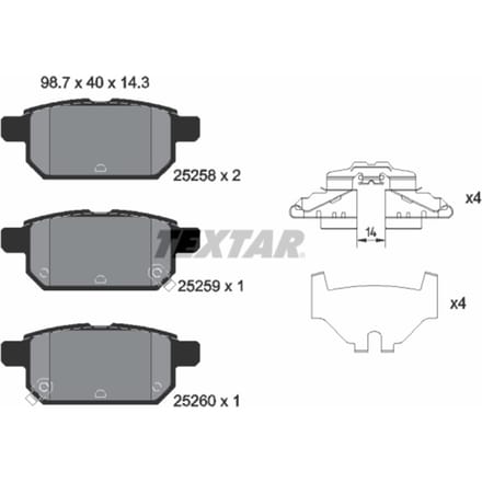 Remblokset TEXTAR 2525801, achter