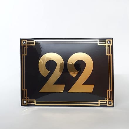 Art deco | jaren ’30 | luxe emaille huisnummer - 22