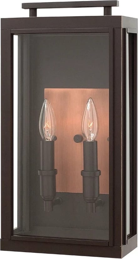 Hinkley LED Wand Buitenlamp Sutcliffe | 2X E14 Max 60W | IP44 | Dimbaar | Oil Rubbed Bronze & Copper