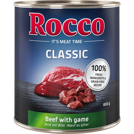 6x800g Rund met Wild Rocco Hondenvoer