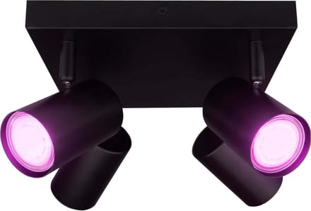Ledvion - LED Plafondspot - Zwart 4-lichts - Dimbaar - 5W - GU10 - IP20
