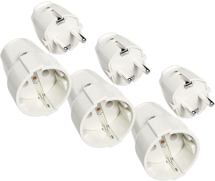 3x Schuko Stekker en Koppeling - Geaarde PVC 2-Polig 230V 16A - Binnengebruik IP20