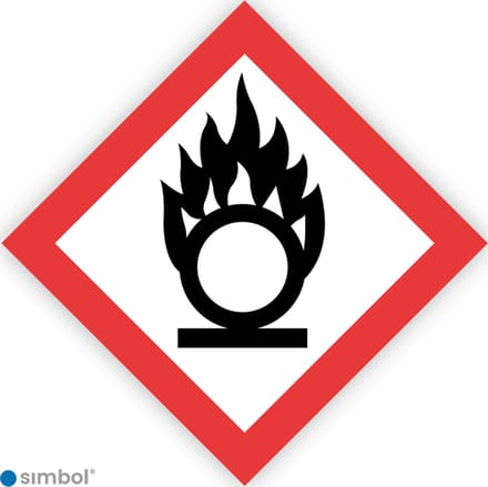 Simbol - Sticker GHS03 Oxiderend - Oxidizing - Duurzame Kwaliteit - Formaat 30 x 30 cm.