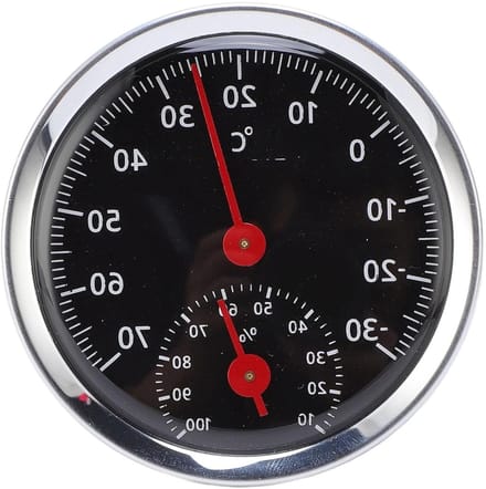 Thermometer Hygrometer - Temperatuur Vochtigheidsmeter - Klimaat Monitoren - Analoge 2-in-1 Meter - 9 cm Diameter - Zilver
