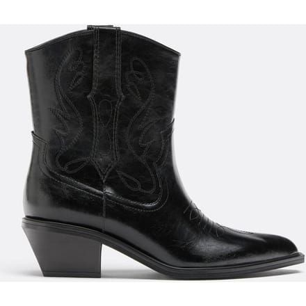 Stradivarius Enkellaarsjes met hak in cowboystijl  Zwart 37