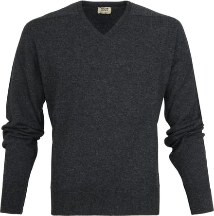 William Lockie Pullover Lamswol Antraciet V - Maat M - Heren - Pullovers