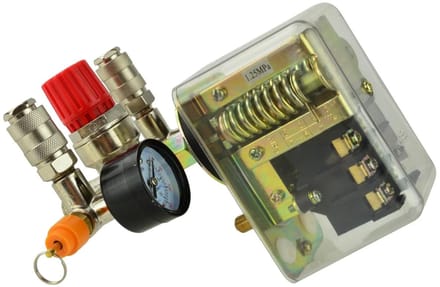 GEKO Drukschakelaar met reducer - 2 manometers - 400V - Automatische uitschakeling - Veiligheidsklep