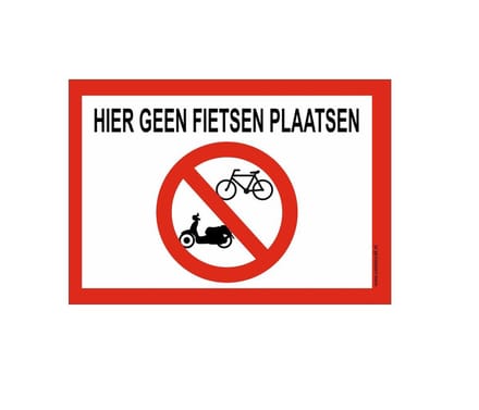 CombiCraft bord Hier geen fietsen plaatsen - 30x21 cm