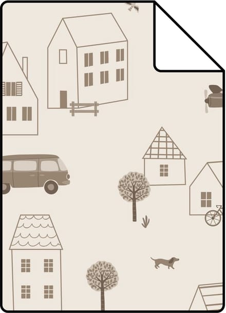 Proefstaal ESTAhome behang voertuigen beige bruin - 26.5 x 21 cm - 131824-S