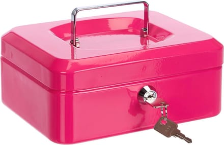 Geldcassette met Cilinderslot en 2 Sleutels - Roze - 200x160x90mm