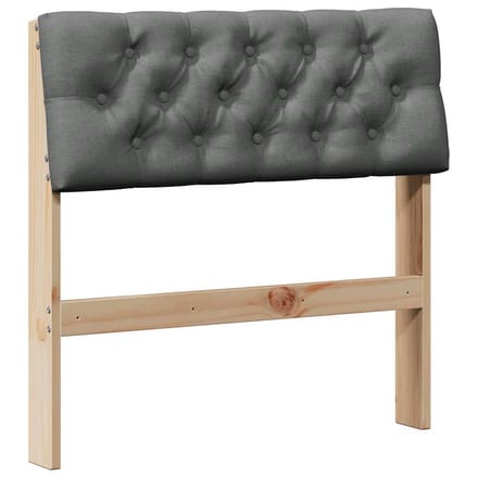 vidaXL Gestoffeerd hoofdbord Donkergrijs 75 cm Massief grenenhout