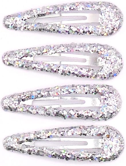 Klik-klak haarspeldjes zilver glitter