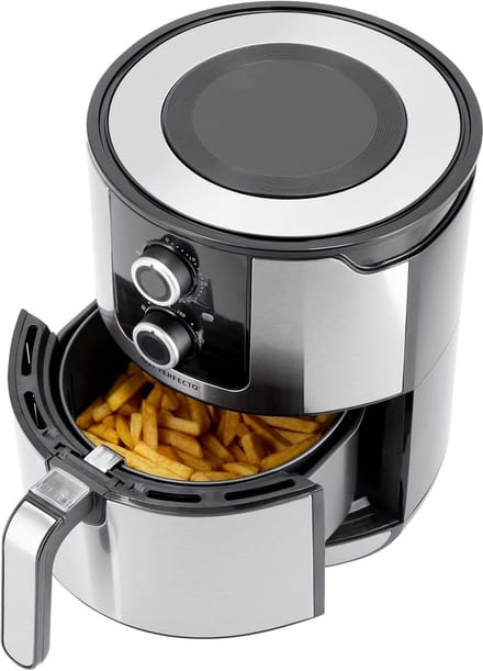 Heteluchtfriteuse 4,5 Liter - 1400W Airfryer met Timer - Vaatwasmachinebestendig Roestvrij Staal