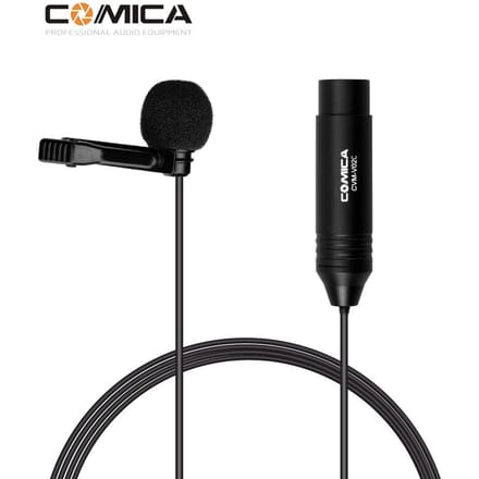 COMICA CVM-V02C Cardioïde Lavalier Reversmicrofoon Condensatormicrofoon XLR-stekker Ondersteunt 48V Phantom zwart