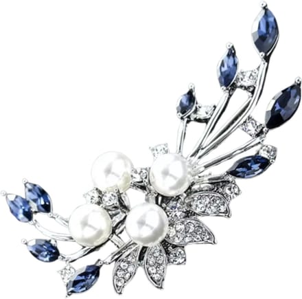 Broche zilverkleur Blauw strass - Charme Bijoux
