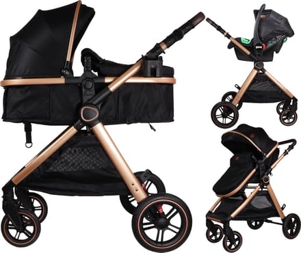 Ding Liam Black/Rose 3-in-1 Combi Kinderwagen Incl. Autostoel