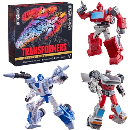 Transformers Age of the Primes 3-Pack Includes Deluxe Class Autobot Mirage and Bluestreak and Voyager Class Ironhide