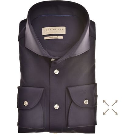 John Miller Overhemd Uni Slim Stretch Donker Blauw / male