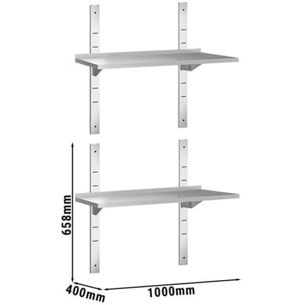 GGM Gastro Dubbele RVS wandschap PREMIUM - 1000x400mm zilver