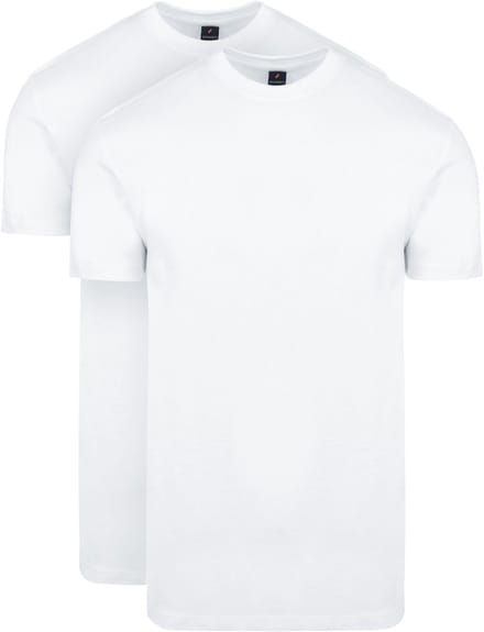 Suitable Obra T-Shirt Hoge Ronde Hals Wit 2-Pack - Maat L - Heren - Basic T-shirt - Ondershirt