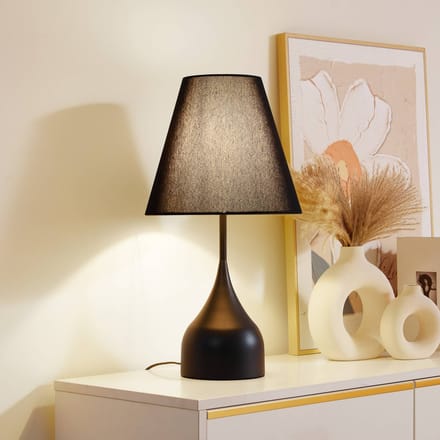 Lucande - Tafellamp - 1licht - Metaal, textiel - H: 57 cm - E27 - zwart, wit