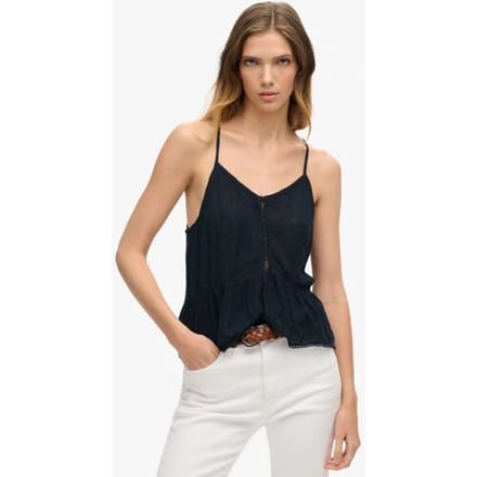 Superdry Ladder Trim Camitop Blauw Grootte: 40