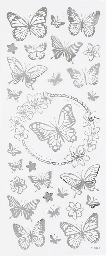 Creotime Stickers Vlinder Zilver 10 X 24 Cm 28-delig