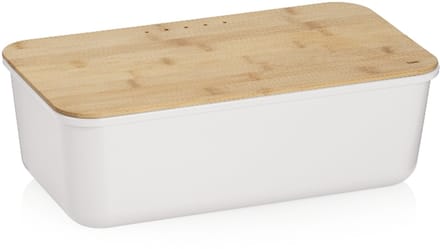 Kela - Apart Broodtrommel met Deksel als Snijplank - Wit - Bamboe