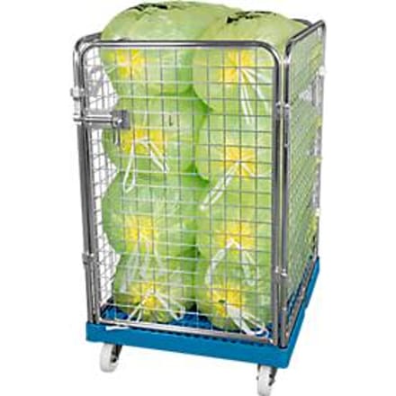Gaascontainer 4-zijdig, 1020 bruikbare hoogte op kunststof rolcontainer, lichtgrijs RAL5012