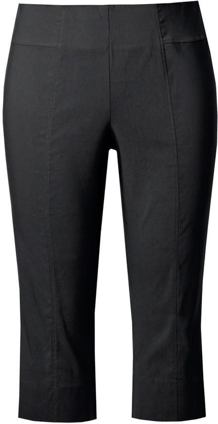 Ulla Popken - Dames - Bengaline capri zeer elastisch kreukvrij - Zwart - Maat 48