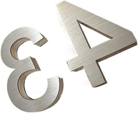 Huisnummer - Nummer Sticker - Deur Personaliseren - Zelfklevend Metaal - 75mm Hoog - Zilver