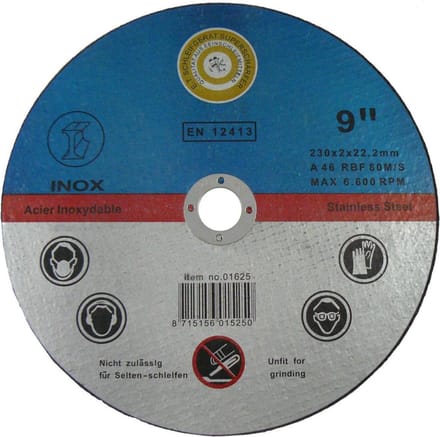 12 x Slijpschijf Metaal 230 x 2 mm INOX