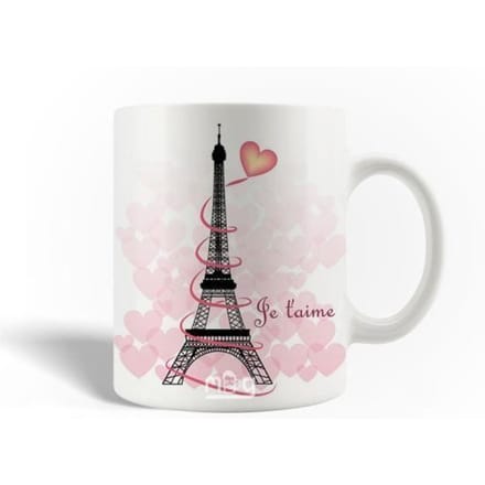 Mug en Céramique Je t'aime La tour Eiffel Paris France Coeurs Rouges