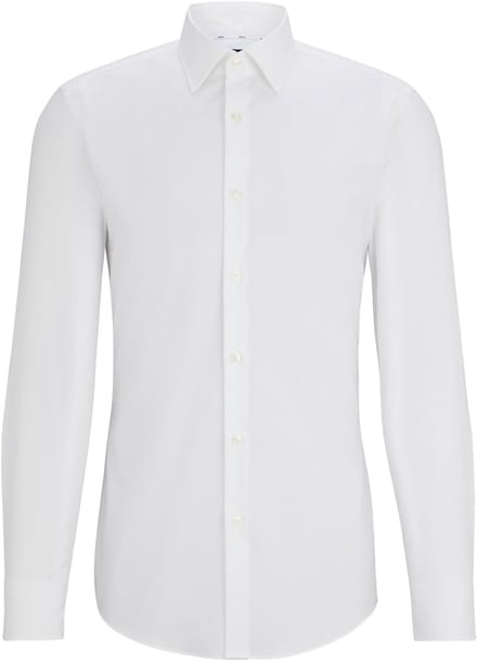 BOSS Hank-s slim fit overhemd - structuur - wit - Strijkvriendelijk - Boordmaat: 42