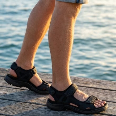Ecco Ecco Receptor Sandalen zwart Leer