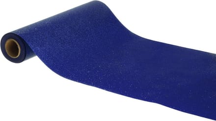 Chaks Tafelloper op rol - 2x - donker blauwe glitter - 30 x 500 cm - polyester