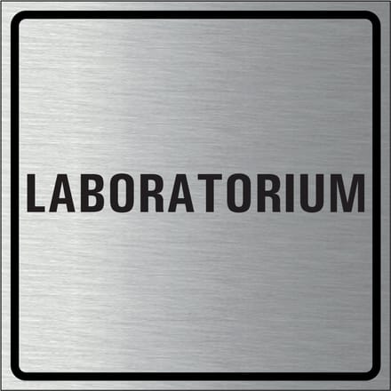 Laboratorium bordje, geborsteld aluminium 100 x 100 mm